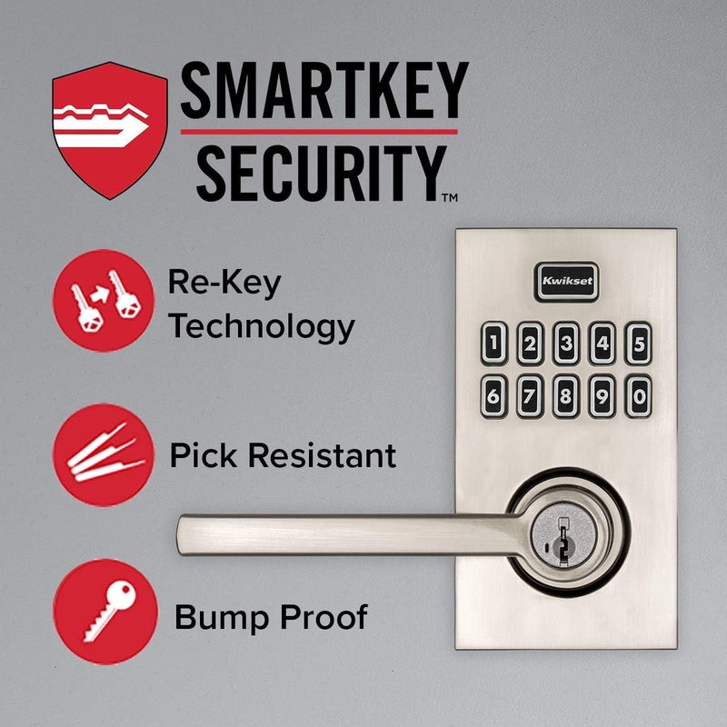 Kwikset SmartCode 917 Keypad Keyless Entry Contemporary Residential Electronic Lever Lock Deadbolt Alternative with Halifax Door Lever and SmartKey Security, Polished Chrome - Image 4